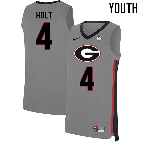 Youth #4 Jusaun Holt Georgia Bulldogs College Basketball Jerseys Sale-Gray